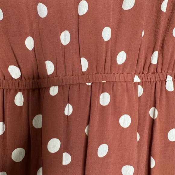 River Island Rust Brown & White Polka Dot Midi Dress - Picture 5 of 10